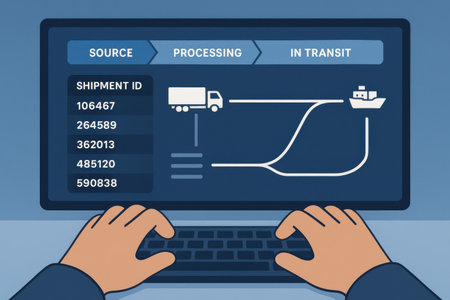 Illustration depicting a computer with a delivery concept on the screen.の素材