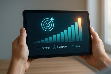 Tablet screen displaying an online business statistics concept (shallow DOF; color toned image)の素材