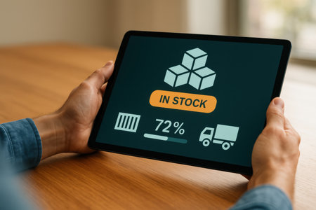 Male hands holding a tablet with stock market concept on the screen. All screen content is designed by meの素材