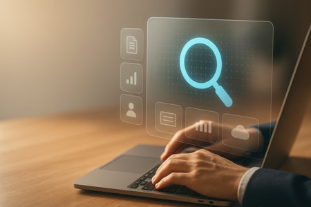 Searching for information. Internet and technology concept. Business, internet and networking concept.の素材