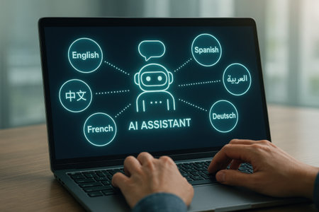 AI, artificial intelligence, machine learning and automation concept on device screen.の素材