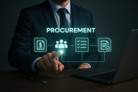 Project management concept. Businessman working with new startup project on laptop.の素材