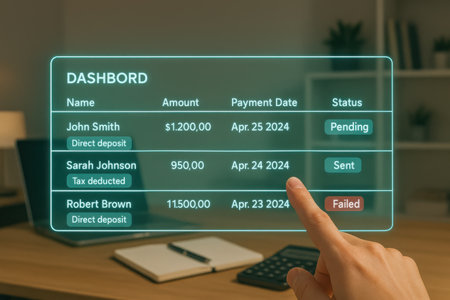 Close up of female hand touching digital tablet with online search bar on screenの素材