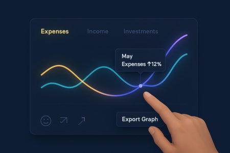 Illustration of a Touchscreen Interface with an Infographic on a Blue Backgroundの素材