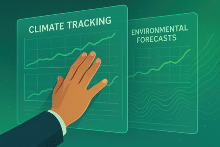 Vector illustration of human hand touching a financial report on green background.の素材