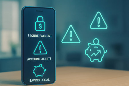 Smartphone screen displaying a financial security concept. 3D rendering.の素材