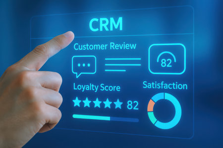 Hand touching CRM CRM Customer Relationship Management diagram on virtual screenの素材