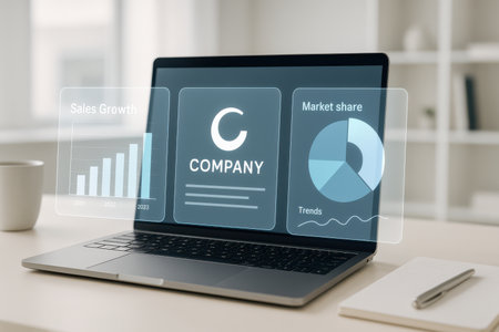 Conceptual business and technology screen. Business and technology concept.の素材