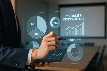 Businessman analyzing financial data on virtual screen. Business and technology concept.の素材