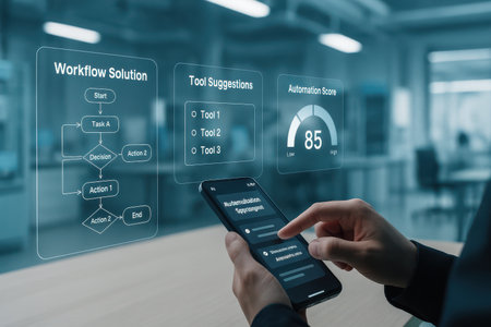 businessman hand using smart phone in modern office with virtual screen.の素材