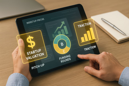 Investment concept on the tablet screen with businessman working on the backgroundの素材