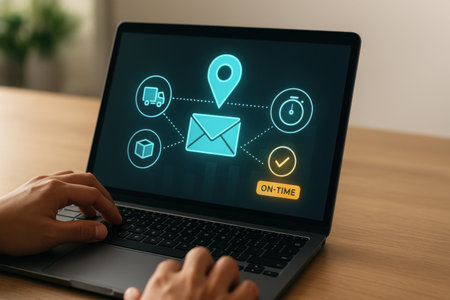 E-commerce concept on laptop screen. E-commerce and online shopping.の素材