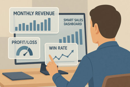 Businessman pointing at business growth graph on computer screen. Vector illustrationの素材