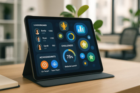 Apple iPad Air on office desk. iPad Air was created and developed by the Apple inc.の素材