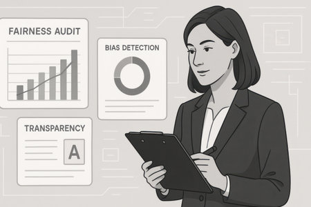 Illustration of a businesswoman holding a tablet with financial analysis conceptの素材