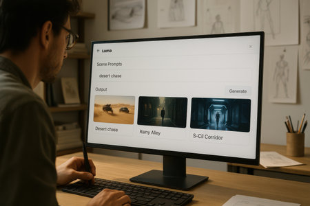 Man working at his desk using a computer to search for information on a websiteの素材