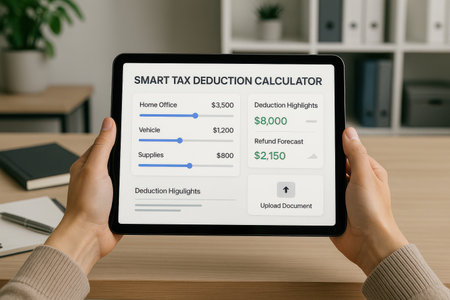 female hands holding tablet pc with smart contract application on screen in officeの素材