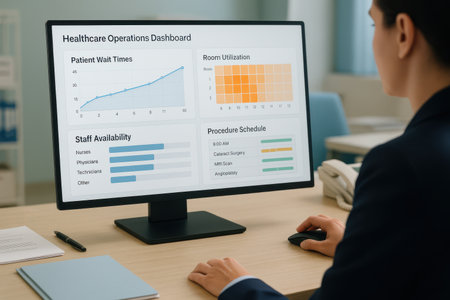 cropped view of businesswoman using computer with financial charts on screenの素材