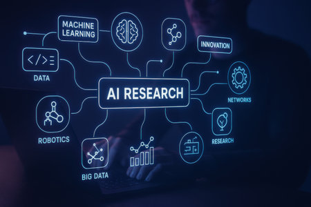 Artificial intelligence (AI) and machine learning concept on virtual screen.の素材