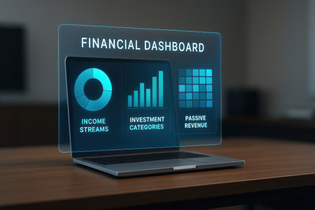 Finance data concept on a laptop screen. 3d rendering.の素材
