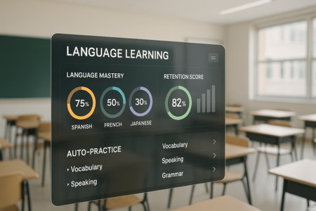 Digital composite of Landing Page Interface in classroom. 3D Renderingの素材