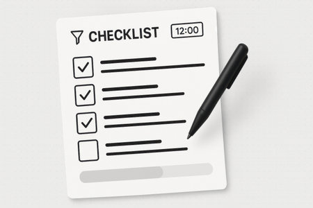 Checklist with a pen on a white background, 3d renderingの素材