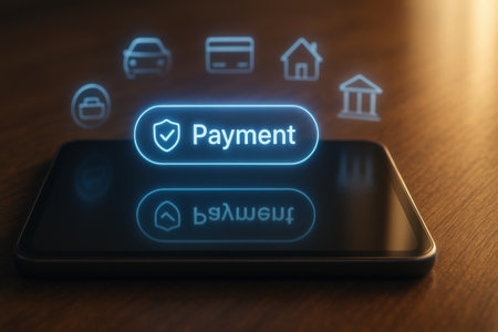 Smartphone screen displaying a payment protection concept. 3D rendering.の素材