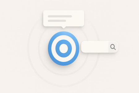 Blue target icon with speech bubble on white background. Vector illustration.の素材