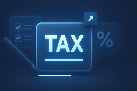 Tax payment concept - 3d rendering of a tax payment icon on a blue backgroundの素材