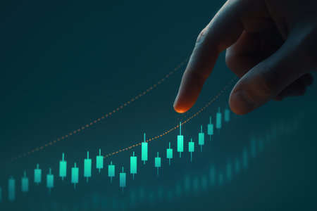 Stock market or forex trading graph and candlestick chart suitable for financial investment concept. Economy trends background for business idea and all art work design.の素材