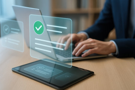Quality control, assurance, warranty and quality control concept on virtual screen.の素材