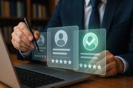 Customer reviews and evaluation concept. Customer satisfaction, ranking and feedback.の素材