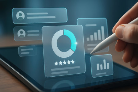 Quality control, ranking, ranking and customer satisfaction concept on virtual screen.の素材