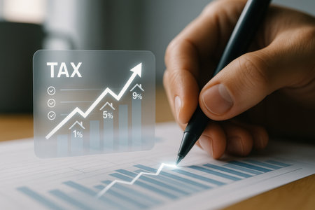 businessman hand working with finances about cost and tax concept on screenの素材