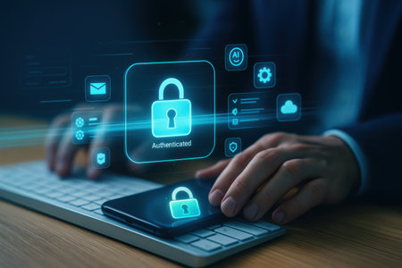 Cyber security, Data protection, information safety and encryption. internet technology and business concept.  Virtual screen with padlock icons.の素材