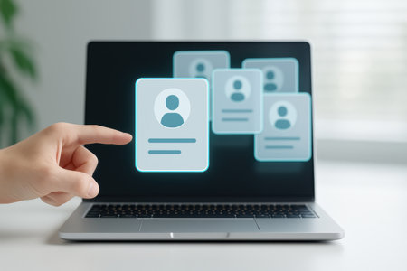 businessman hand working with new modern computer show social network structure as conceptの素材