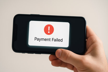 Smartphone screen displaying a phishing alert concept with a exclamation markの素材