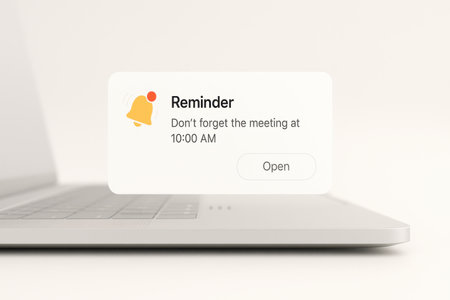 Laptop with notification on the screen. 3d render illustration.の素材