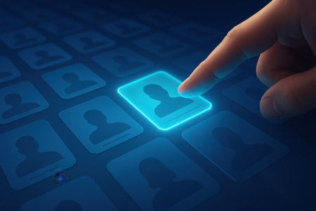 Human hand pressing social media icon on virtual screen. 3d illustrationの素材