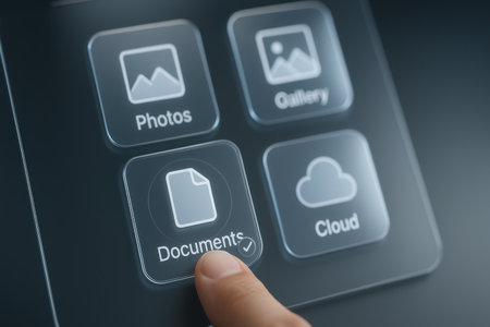 Cloud computing concept on a touch screen interface. 3d illustration.の素材