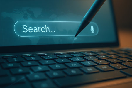 Search Engine Optimization (SEO) on the computer screen.の素材