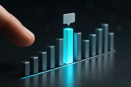 Finger touching business graph on dark background. 3D rendering.の素材