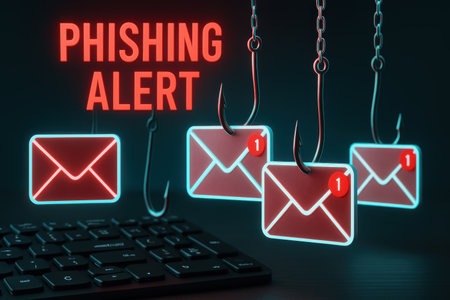 Phishing alert concept. 3D rendering. Computer generated image.の素材