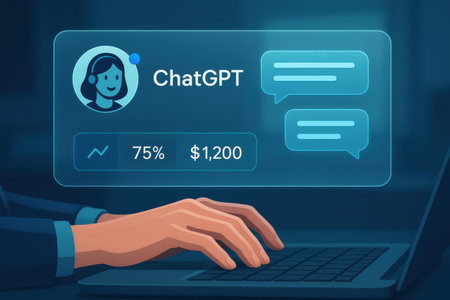 Chatbot concept. Hands typing on laptop keyboard. Vector illustration.の素材