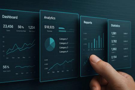 Businessman analyzing investment charts on virtual screen. Financial and accounting concept.の素材