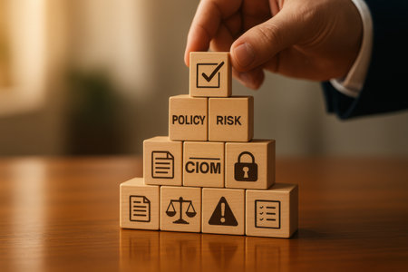 Concept of personal data protection on wooden cubes, closeup viewの素材