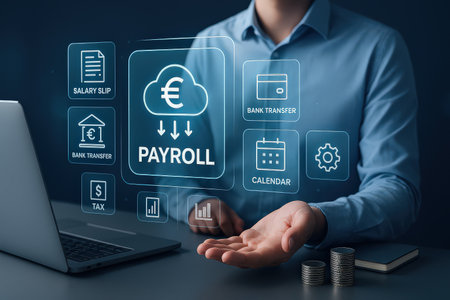 Payroll Payroll Business Internet and technology concept on virtual screen.の素材