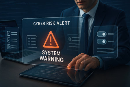 Cyber security warning concept on virtual screen. Internet and technology.の素材