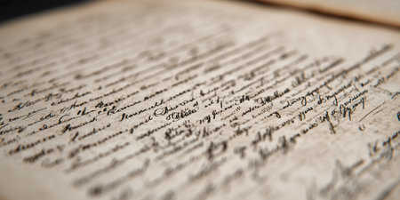 Close-up of the page of an old book. Macro shotの素材