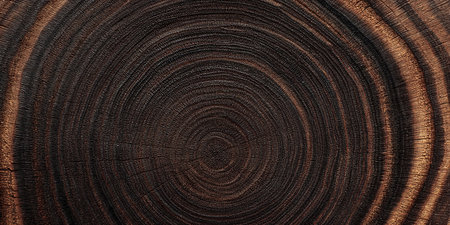 Wooden texture with annual rings. The surface of the old tree.の素材